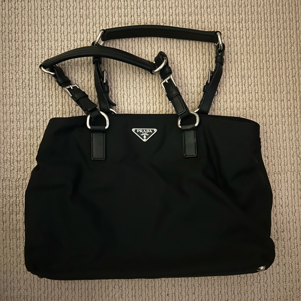 Prada Black Nylon Tote with Silver details